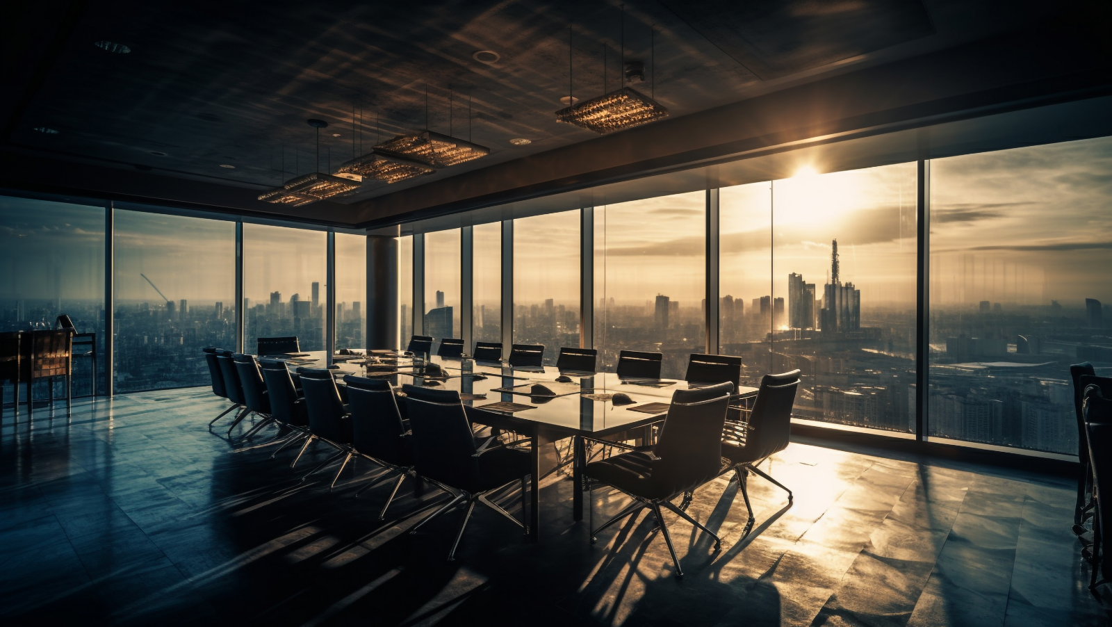 glass-skyscrapers-reflect-city-life-dusk-generated-by-ai